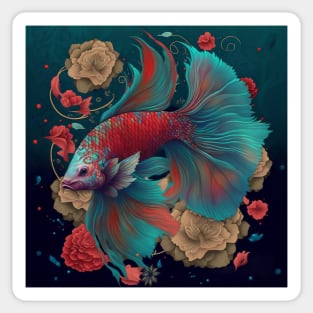 Floral Bettafish Sticker